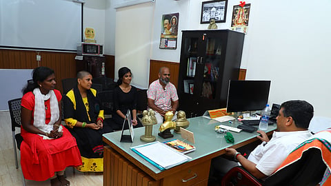 PTR Thiyaga Rajan with Student Treithusha family
