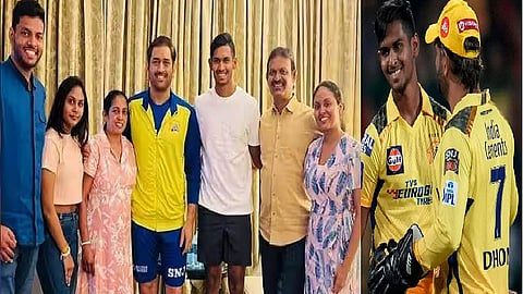 தோனியுடன் பதிரானா குடும்பத்தினர்