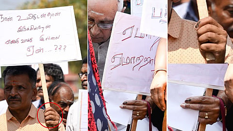 கையில் வாக்களித்த மை.. வாக்குரிமை மறுக்கப்பட்டதாக போராட்டம்