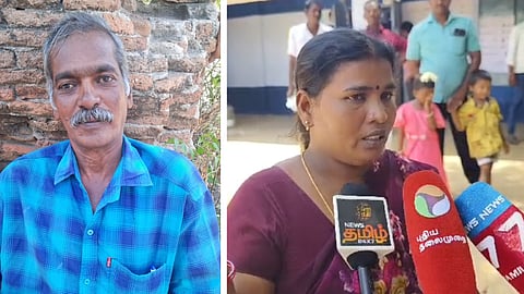 வாக்குச்சாவடி மையத்தில் பெண்ணை கத்தியால் குத்தியவர், பாதிக்கப்பட்ட பெண்