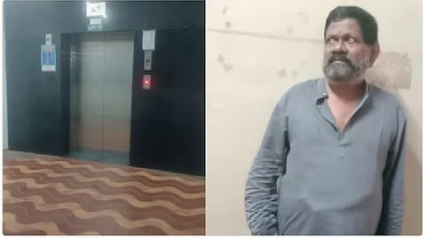 லிப்டில் மாட்டிக்கொண்டவர்