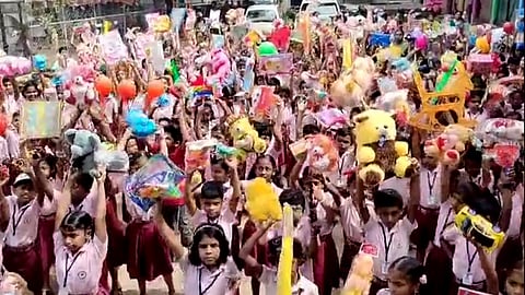 students with Toys