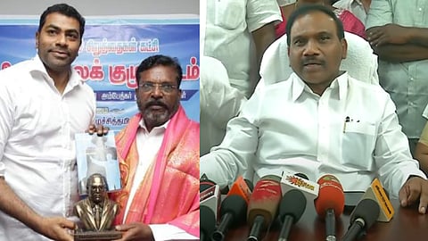 ஆதவ் அர்ஜூனா, திருமாவளவன், ஆ. ராசா