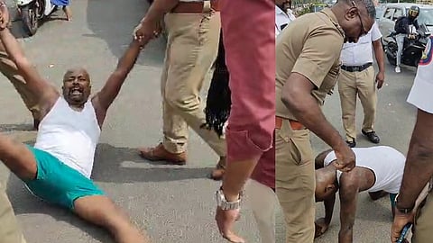 போக்குவரத்துக் காவலரை தாக்கிய நபர் 