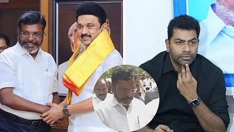 திருமாவளவன் - மு.க.ஸ்டாலின் - ஆதவ் அர்ஜுனா