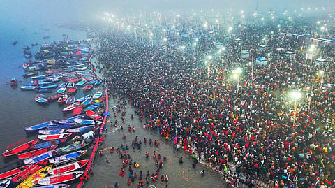 50 lakh people taking the first holy dip at Sangam in Maha Kumbh 2025