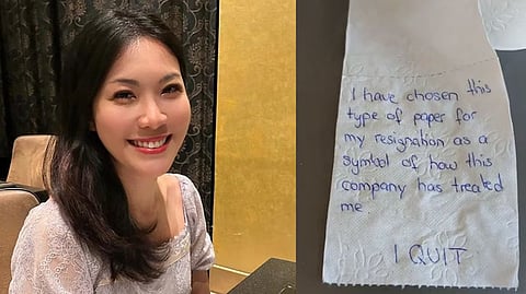Singapore woman shares employee's brutal resignation note toilet paper 