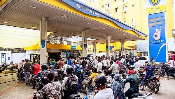 Long queues at petrol bunks