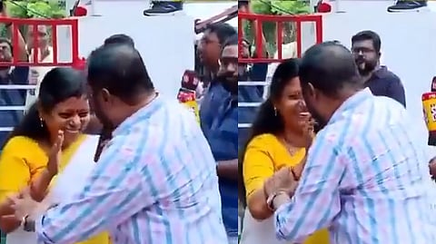 Kerala New Women MLA resists as Congress leader tries to hug her
