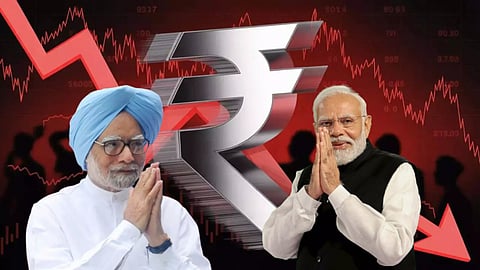 value of the Rupee declined under the rule of the BJP and the Congress