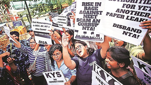 students Protest against NEET irregularities