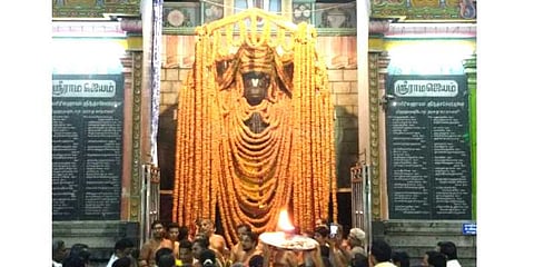 அனுமன் ஜெயந்தி:  பிரமாண்ட வடை மாலை அணிவிப்பு