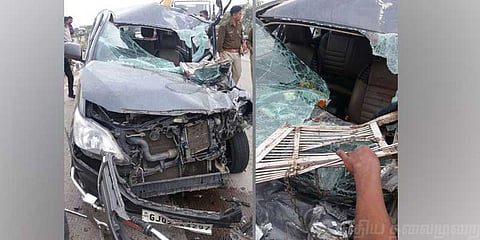 கார் விபத்தில் மோடியின் மனைவி படுகாயம்
