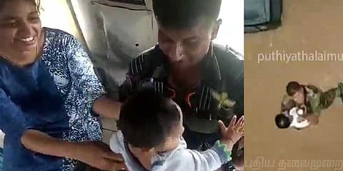 மொட்டை மாடியில் சிக்கித்தவித்த குழந்தை மீட்பு