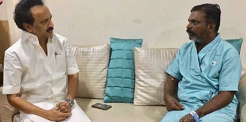 திருமாவளவனை சந்தித்து நலம் விசாரித்தார் ஸ்டாலின் 