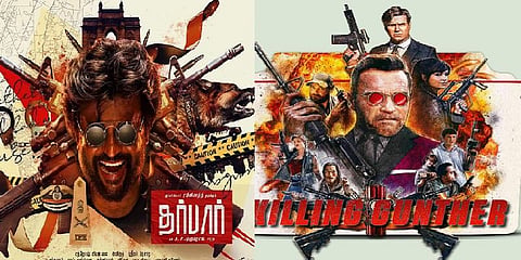 ''அர்னால்ட் படத்தின் போஸ்டர் போல இருக்கிறது தர்பார் போஸ்டர்'' - நெட்டிசன்கள் விமர்சனம் 