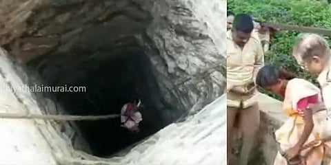 90அடி ஆழக் கிணற்றில் சிக்கித் தவித்த பெண் -  மீட்பு வீடியோ