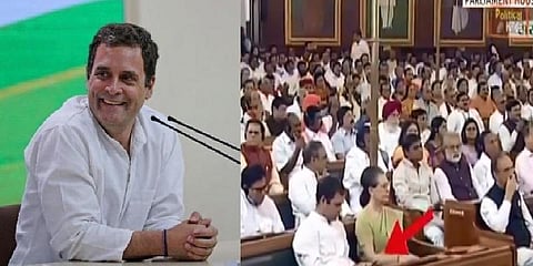 குடியரசுத் தலைவர் உரையின்போது செல்போனில் மூழ்கிய ராகுல் 