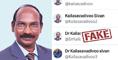 இஸ்ரோ தலைவர் சிவன் பெயரில் உலா வரும் போலி ட்விட்டர் கணக்குகள்..!