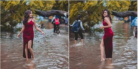 பீகார் வெள்ளத்தில் விதவிதமாக போட்டோ ஷூட் நடத்திய மாணவி - புது சர்ச்சை 
