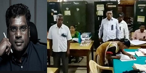 எச்சரித்த ஆட்சியருக்கு கண்டனம்: கருப்பு பேட்ஜ் அணிந்து பணி செய்யும் ஊழியர்கள்