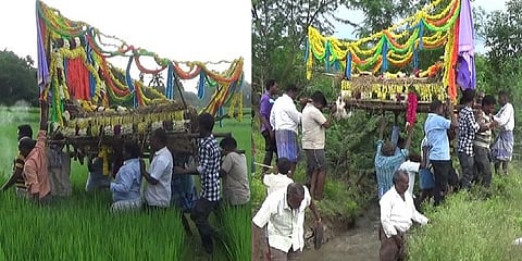 சேற்றில் சடலத்தை சுமந்து செல்லும் கிராம மக்கள் : 50 ஆண்டுகளாக தொடரும் அவலம் 