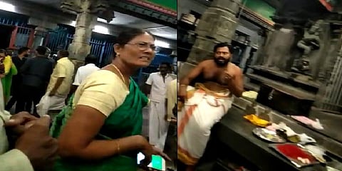 பெண்ணை தாக்கிய தீட்சிதர்: காவல் நிலையத்தில் புகார்