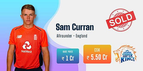 சாம் குரனை ரூ.5.50 கோடிக்கு ஏலம் எடுத்தது சிஎஸ்கே !