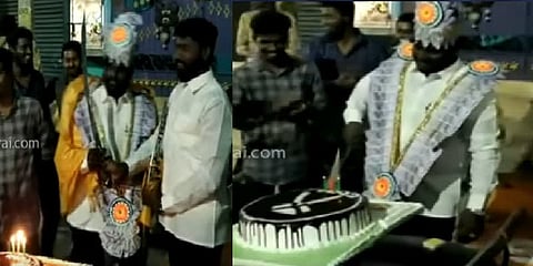 பட்டாக் கத்தி.. பணமாலை... - ரவுடி பாணியில் பிறந்தநாள் கொண்டாடிய மாணவர்