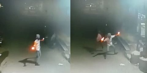 மளிகைக்கடை உரிமையாளருக்கு அரிவாள் வெட்டு; பெட்ரோல் குண்டுவீச்சு: வீடியோ