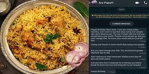 'மக்களைவிட பிரியாணிக்கு அழுவது சிறந்தது' - மகளுக்கு தந்தையின் பிறந்தநாள் வாழ்த்து