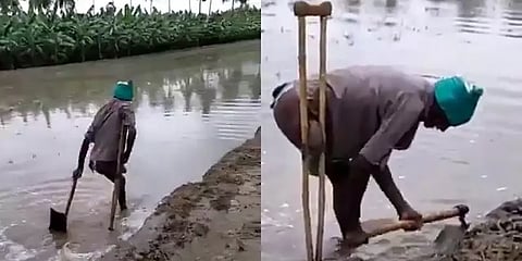 ஒரு கால் இழந்தாலும் நம்பிக்கை இழக்காத விவசாயி!  