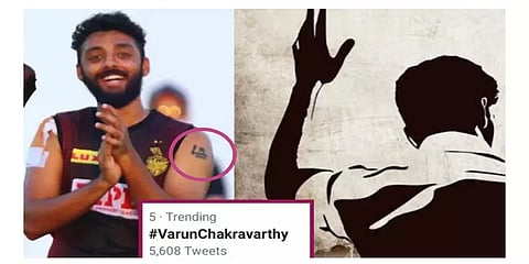 வைரலாகும் கொல்கத்தா பவுலர் வருண் சக்கரவர்த்தியின் கையில் உள்ள டாட்டூ!! 
