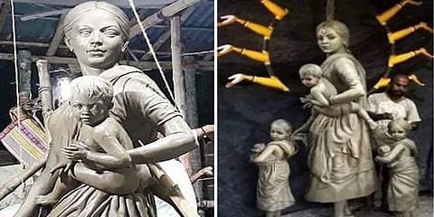 துர்கா தேவி இடத்தில் புலம்பெயர் ஏழைத் தாயின் சிலை: கலங்க வைத்த சிற்பி!