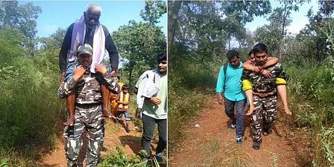 திருப்பதி: மலைப்பகுதிகளில் 6 கி.மீ தூரம் வயதான பெண்மணியை தோளில் சுமந்த போலீஸ் கான்ஸ்டபிள்