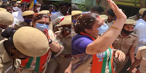 குஷ்பு பரப்புரையில் இடம்பெறாத அதிமுக கொடிகள்?