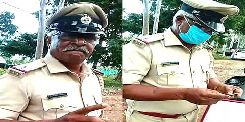 வாகன தணிக்கை: மாஸ்க் அணியாத எஸ்.ஐ. - மாஸ்க் அணிய வைத்த வாகன ஓட்டி