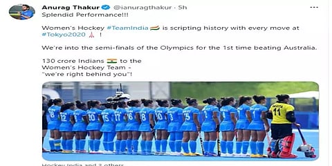 "135 கோடி இந்தியர்கள் சார்பாக ஹாக்கி அணிகளுக்கு வாழ்த்து" - அனுராக் தாக்கூர்