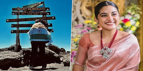 கிளிமாஞ்சரோ மலையில் ஏறிய நடிகை நிவேதா தாமஸ்: தேசியக்கொடியுடன்  பெருமிதம்