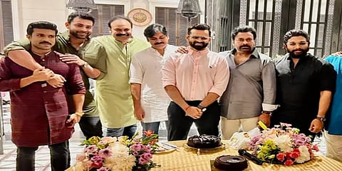 விபத்தில்  சிக்கி குணமடைந்த சாய் தரம் தேஜ்: கேக் வெட்டி கொண்டாடிய சிரஞ்சீவி