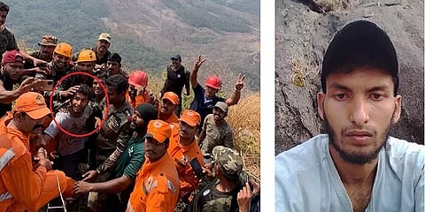 முடிவுக்கு வந்த 43 மணி நேர போராட்டம் -   மலையிடுக்கில் சிக்கிய கேரள இளைஞர் மீட்பு
