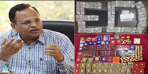 டெல்லி அமைச்சர் வீட்டில் கட்டுக்கட்டாக பணம், 133 தங்க நாணயங்கள் பறிமுதல்