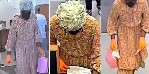 டிப்டாப் ஓல்டு லேடி கெட்டப்பில் வங்கியில் கொள்ளை - சமூக ஊடகங்களில் வைரலாகும் போட்டோஸ்!