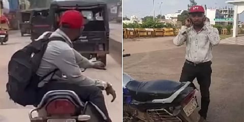 நடு ரோட்டில் பைக் ஸ்டண்ட் செய்த ரோமியோவை தோப்புக்கரணம் போட வைத்த டிராஃபிக் போலீஸ்!