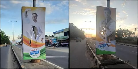 கர்நாடகத்தில் ராகுல் காந்தியை வரவேற்று வைக்கப்பட்ட பேனர்கள் கிழிப்பு