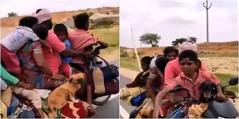 ”ஆடு, கோழி, நாய்; இதான் எங்க குடும்பம்” - ஒரே பைக்கில் சென்ற 7 பேர்: ஏய் எப்புட்றா மொமண்ட்