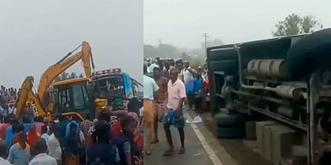 அரியலூர்: தனியார் பேருந்து கவிழ்ந்த விபத்தில் கல்லூரி மாணவர் உயிரிழப்பு; 20 பேர் படுகாயம்