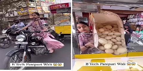 புல்லட்டில் பானி பூரி விற்கும் பி.டெக் பட்டதாரி: நெட்டிசன்ஸின் வாழ்த்து மழையில் இளம்பெண்!