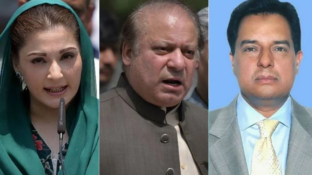 تصویر: نواز شریف، مریم نواز اور کیپٹن ریٹائرڈ صفدر