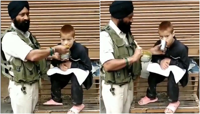 کشمیر: سکھ جوان نے معذور بچے کو اپنے ہاتھوں سے کھلایا کھانا، ویڈیو وائرل